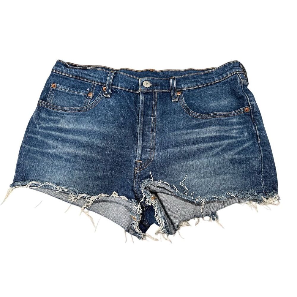 Levi's Women's 501 High Rise Frayed Denim Shorts Blue Size 31